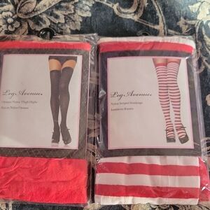 Leg Avenue Red and White Striped Stockings